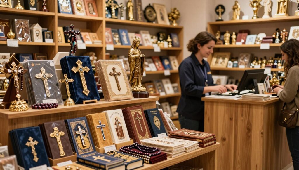catálogo variado de produtos religiosos