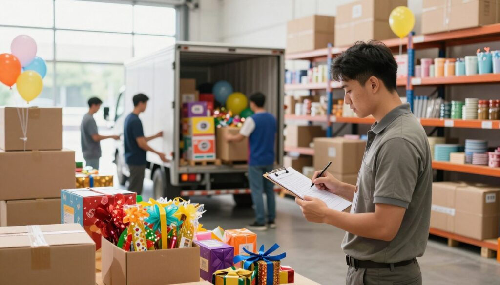 logística entrega artigos para festa